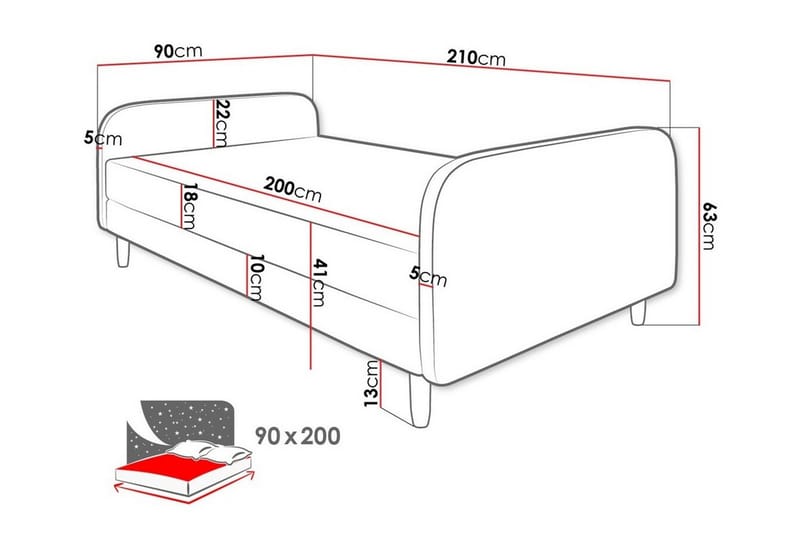 Midfeld Ramsäng 90x200 cm Ljusgrå - Möbler - Sovrum - Sängar - Ramsäng