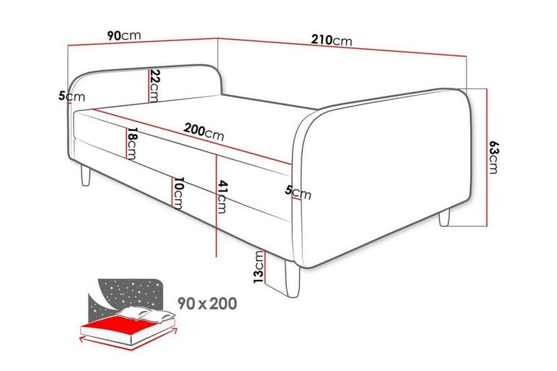 Midfeld Ramsäng 90x200 cm Svart - Möbler - Sovrum - Sängar - Ramsäng