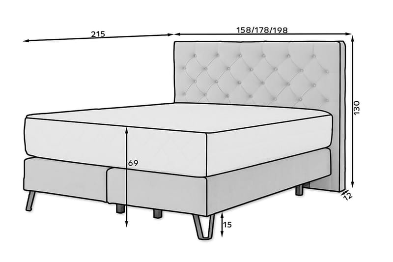 Nariko Sängpaket Ramsäng 140x200 cm Grå - Komplett Sängpaket - Ramsäng