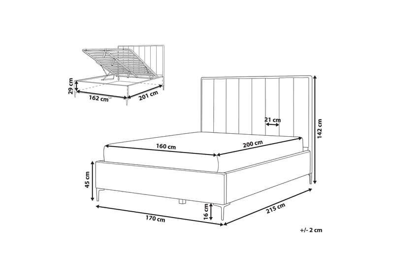 VERDELOT Ramsäng 160x200 cm med Förvaring Sammet/Grå - Möbler - Sovrum - Sängar - Ramsäng