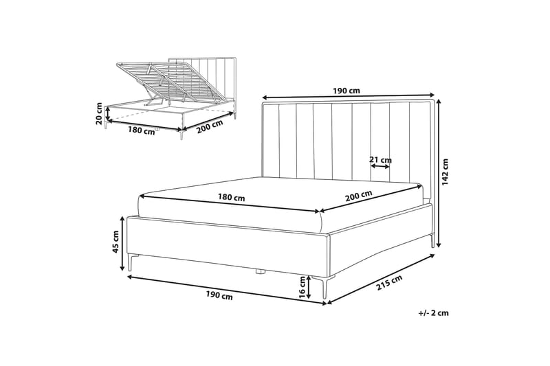 VERDELOT Ramsäng 180x200 cm med Förvaring Sammet/Blå - Möbler - Sovrum - Sängar - Ramsäng