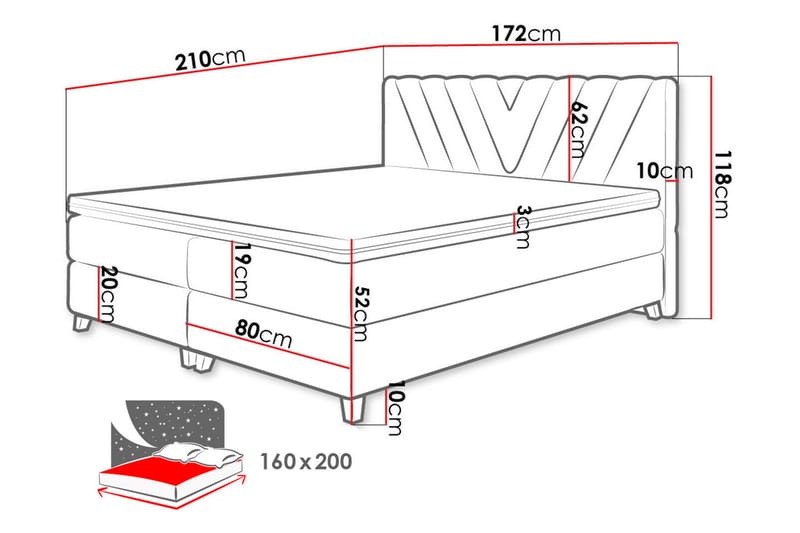 Romanza Sängpaket Kontinentalsäng 160x200 cm - Grå - Möbler - Sovrum - Sängar - Komplett Sängpaket