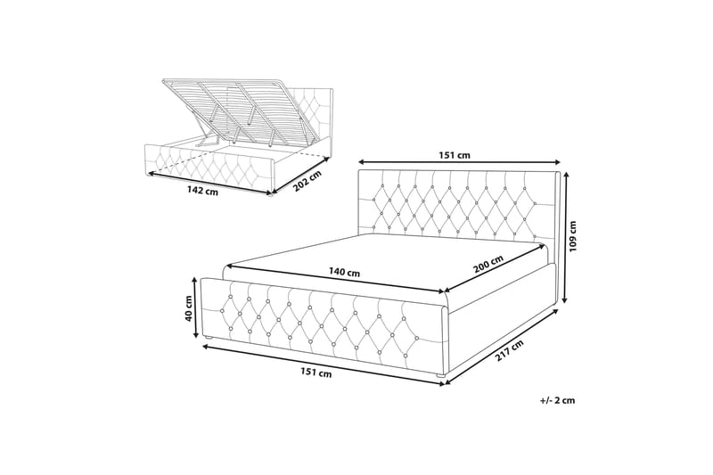 SAVEUSE Förvaringssäng 140x200 cm Sammet/Beige - Möbler - Sovrum - Sängar - Sängar med förvaring