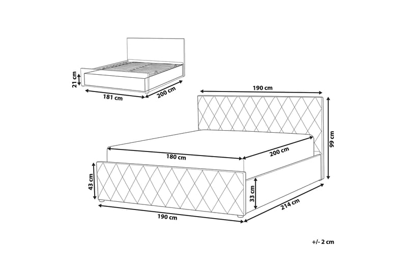 SOUBISE Förvaringssäng 180x200 cm Sammet/Grå - Möbler - Sovrum - Sängar - Sängar med förvaring