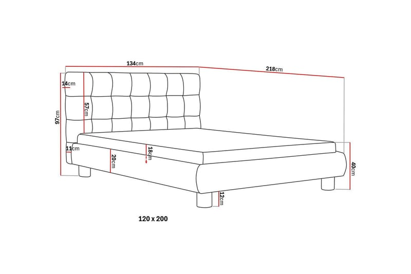 Teddy Komplett Sängpaket Sängram med Madrass 120x200 cm - Grå - Möbler - Sovrum - Sängar - Komplett Sängpaket