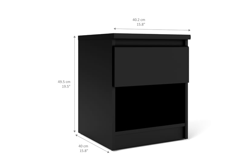 CEREDO Sängbord med 1 Låda Svart - Möbler - Sovrum - Sängbord