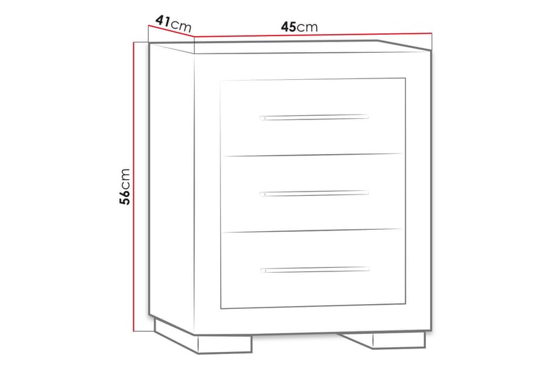 CHELES Sängbord 45 cm med Förvaring 3 Lådor Ekfärg - mörkt trä - Möbler - Sovrum - Sängbord