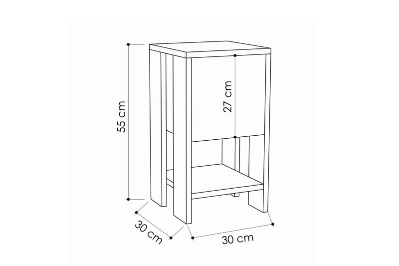 CORALEE Sängbord 30 cm med Förvaring Hylla + Lucka Vit - Vit - Möbler - Sovrum - Sängbord