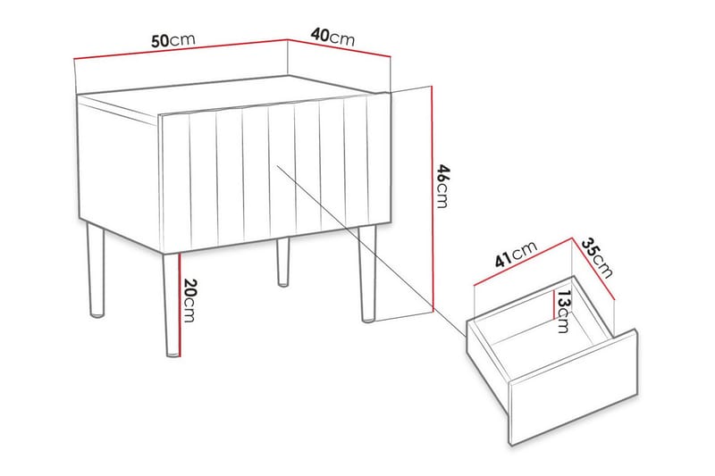 Glenndale Sängbord 50 cm Svart - Möbler - Sovrum - Sängbord