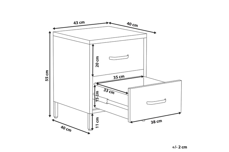 KASUNGU Sängbord 43 cm Stål/Rosa - Möbler - Sovrum - Sängbord