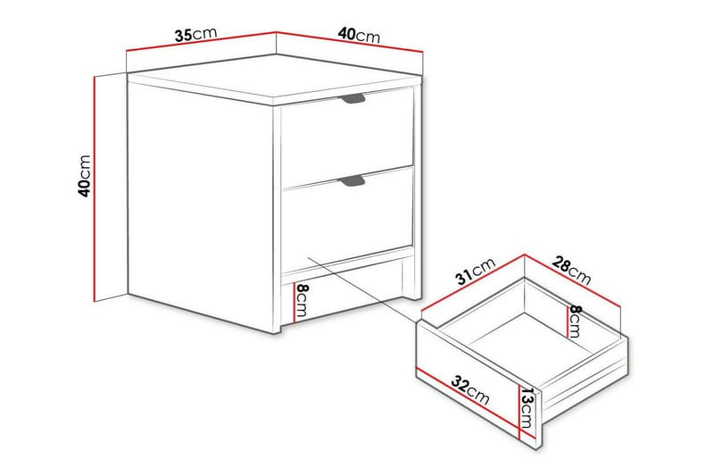 Kintore Sängbord 35 cm Svart - Möbler - Sovrum - Sängbord