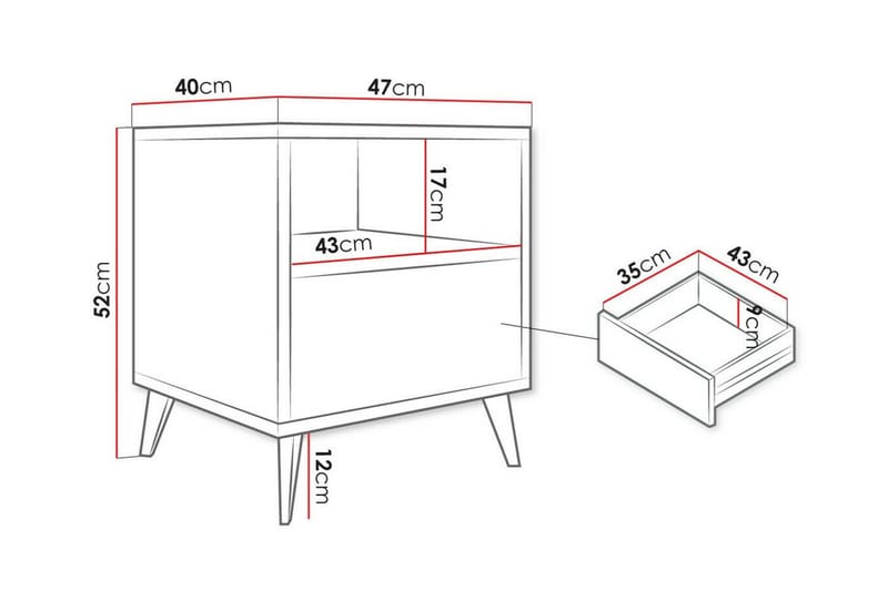 Kintore Sängbord 47 cm Svart - Möbler - Sovrum - Sängbord