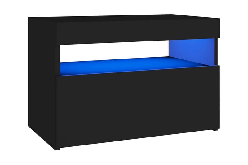 Sängbord med LED-belysning svart 60x35x40 cm spånskiva - Svart - Sängbord - Bord