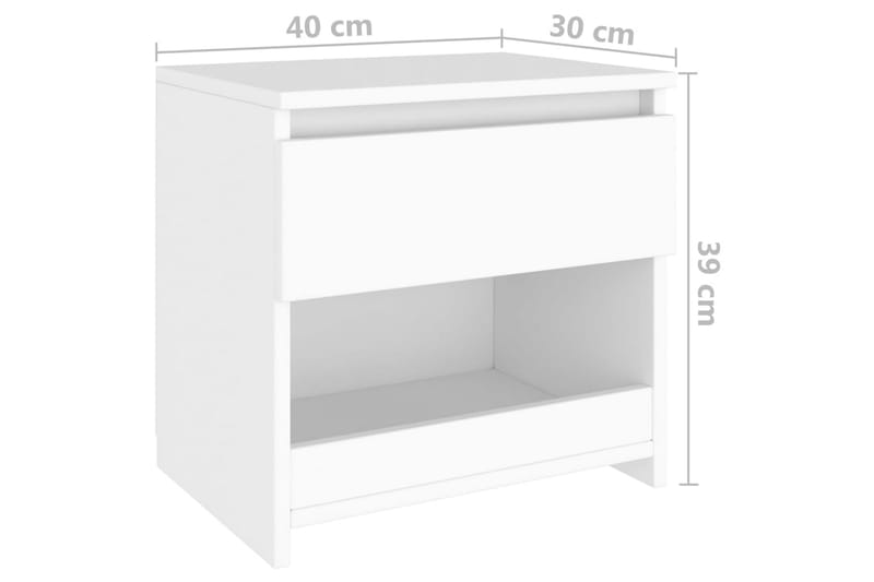 Nattduksbord 2 st vit 40x30x39 cm spånskiva - Vit - Möbler - Sovrum - Sängbord