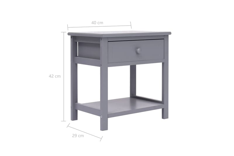 Sängbord grå 40x29x42 cm paulownia - Grå - Möbler - Sovrum - Sängbord