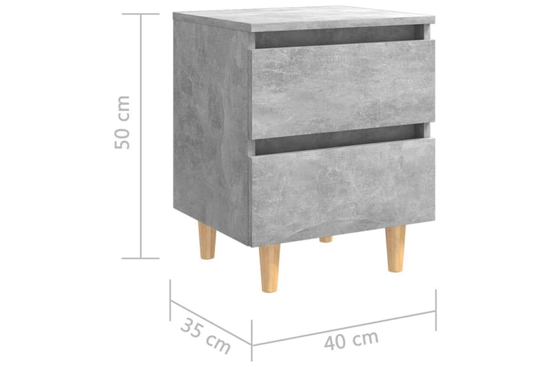 Sängbord med massiva furuben 2 st betonggrå 40x35x50 cm - Grå - Möbler - Sovrum - Sängbord