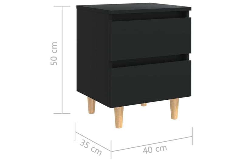 Sängbord med massiva furuben 2 st svart 40x35x50 cm - Svart - Möbler - Sovrum - Sängbord