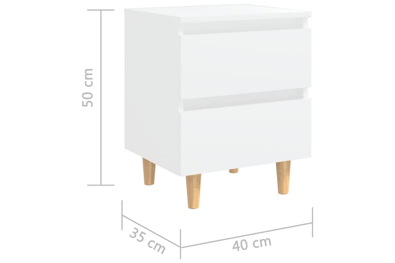 Sängbord med massiva furuben vit 40x35x50 cm - Vit - Möbler - Sovrum - Sängbord