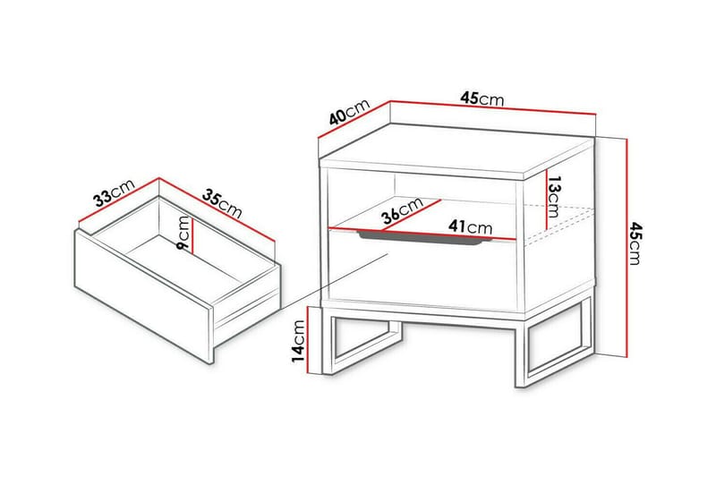 Staffin Sängbord 45 cm Vit - Möbler - Sovrum - Sängbord