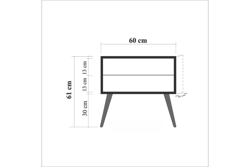 STENBYN Sängbord 60 cm med Förvaring 2 Lådor Dekor Natur/Blå - Möbler - Sovrum - Sängbord