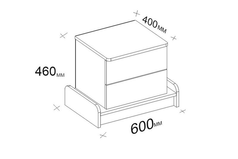 STENHESTRA Sängbord 60 cm med Förvaring 2 Lådor Vit/Brun - Möbler - Sovrum - Sängbord