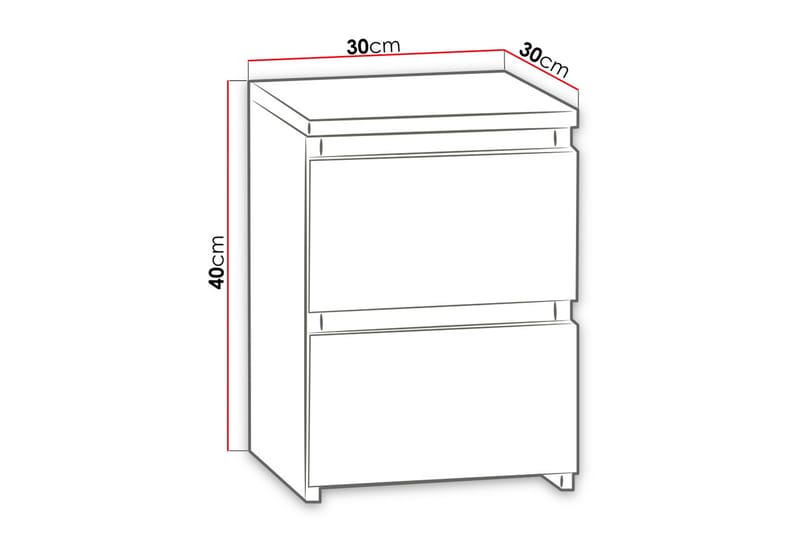 VICENZA Sängbord 30 cm med Förvaring 2 Lådor Svart - Svart - Möbler - Sovrum - Sängbord