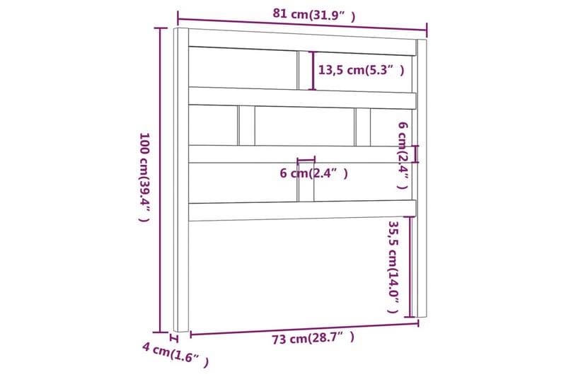 Sänggavel grå 81x4x100 cm massiv furu - Grå - Möbler - Sovrum - Sänggavlar