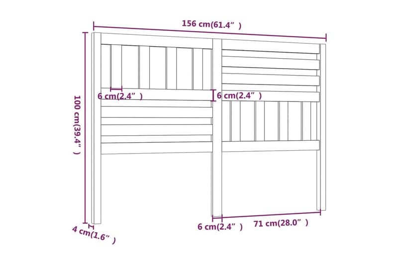 Sänggavel honungsbrun 156x4x100 cm massiv furu - Honung - Möbler - Sovrum - Sänggavlar