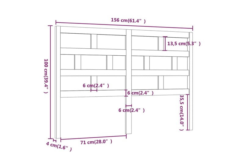 Sänggavel honungsbrun 156x4x100 cm massiv furu - Honung - Möbler - Sovrum - Sänggavlar