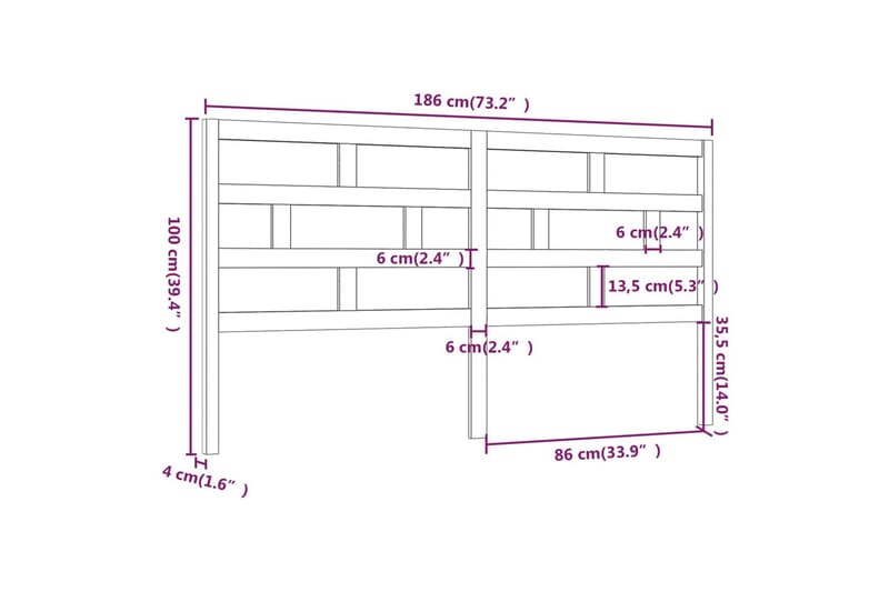 Sänggavel honungsbrun 186x4x100 cm massiv furu - Honung - Möbler - Sovrum - Sänggavlar