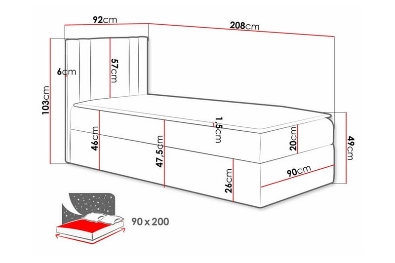 Betvallen Sängram 90x200 cm Röd - Möbler - Sovrum - Sängram & sängstomme