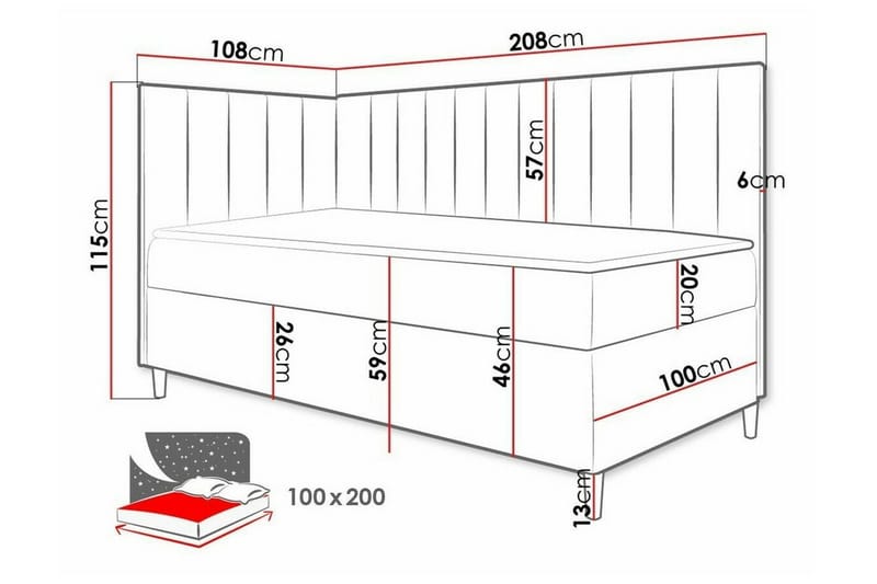 Boisdale Sängram 100x200 cm Blå/Vit - Möbler - Sovrum - Sängram & sängstomme