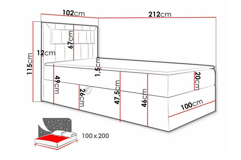 Boisdale Sängram 100x200 cm Blå/Vit - Möbler - Sovrum - Sängram & sängstomme