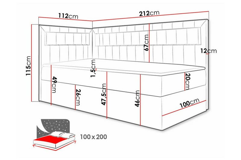 Boisdale Sängram 100x200 cm Blå/Vit - Möbler - Sovrum - Sängram & sängstomme