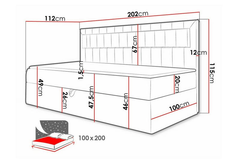 Boisdale Sängram 100x200 cm Vit/Grå - Möbler - Sovrum - Sängram & sängstomme