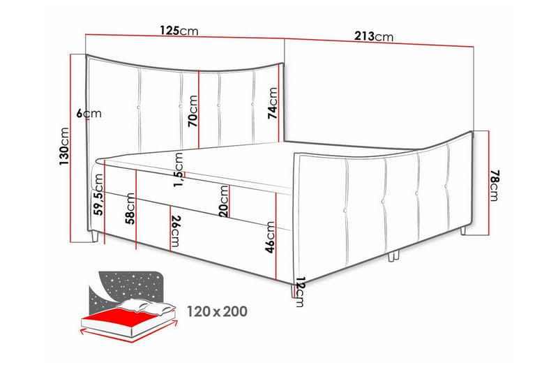 Boisdale Sängram 120x200 cm Mörkblå - Möbler - Sovrum - Sängram & sängstomme