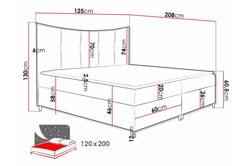 Boisdale Sängram 120x200 cm Mörkröd - Möbler - Sovrum - Sängram & sängstomme