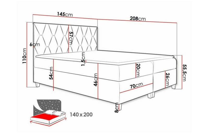 Boisdale Sängram 140x200 cm Mörkröd - Möbler - Sovrum - Sängram & sängstomme