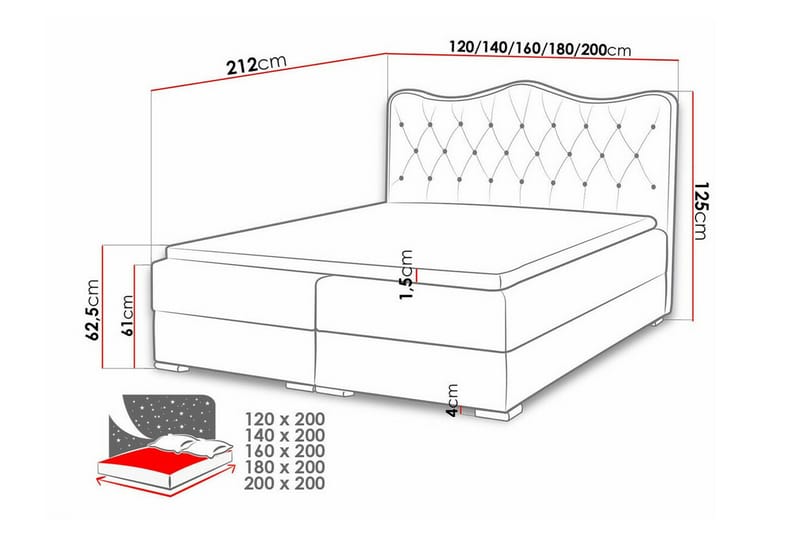 Boisdale Sängram 140x200 cm Röd - Möbler - Sovrum - Sängram & sängstomme