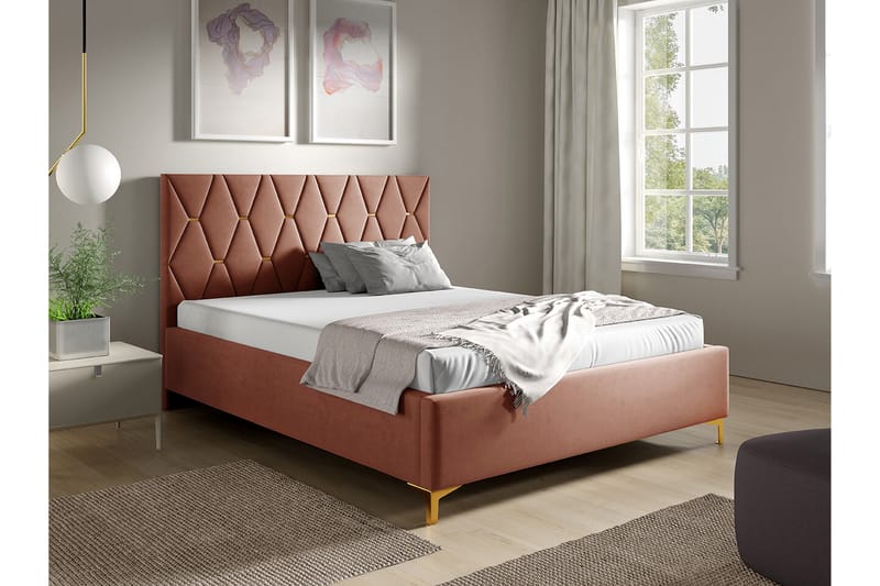 Boisdale Sängram 140x200 cm Rosa/Beige - Möbler - Sovrum - Sängram & sängstomme