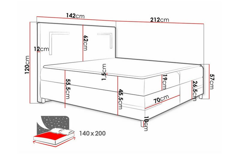 Boisdale Sängram 140x200 cm Vit - Möbler - Sovrum - Sängram & sängstomme