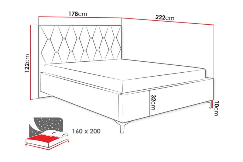 Boisdale Sängram 160x200 cm Mörkrosa - Möbler - Sovrum - Sängram & sängstomme