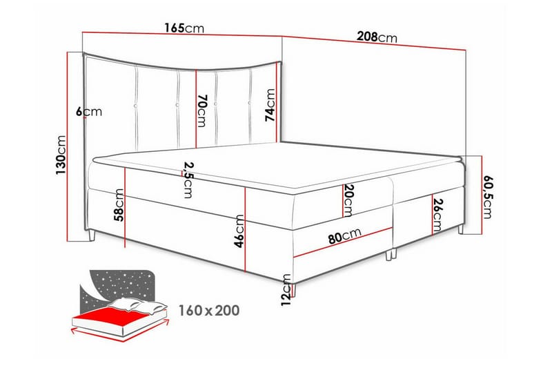 Boisdale Sängram 160x200 cm Röd - Möbler - Sovrum - Sängram & sängstomme