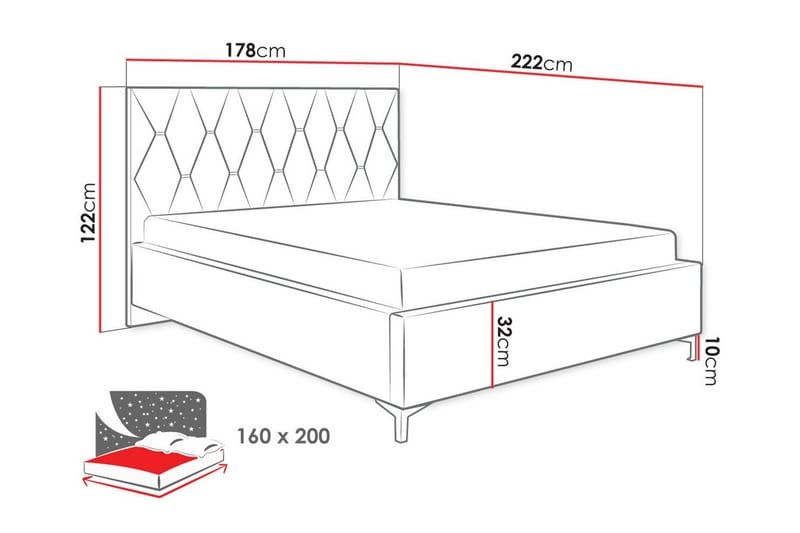 Boisdale Sängram 160x200 cm Svart - Möbler - Sovrum - Sängram & sängstomme