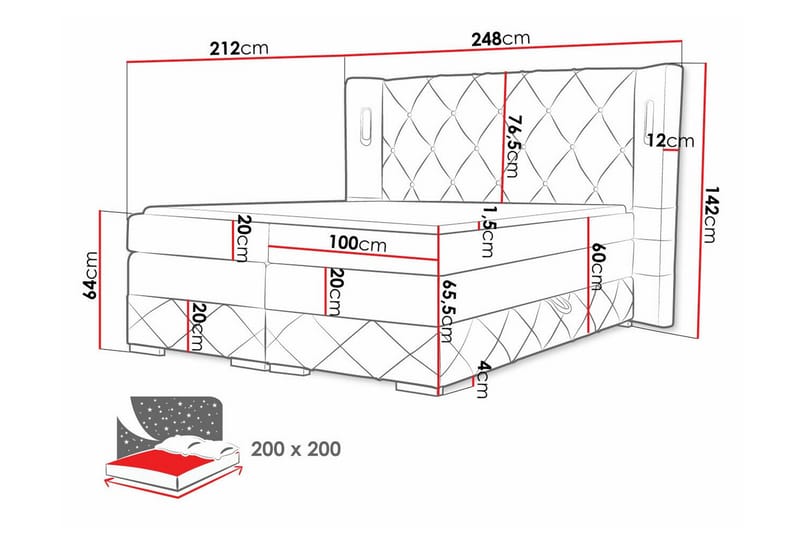 Boisdale Sängram 200x200 cm Ljusgrå - Möbler - Sovrum - Sängram & sängstomme