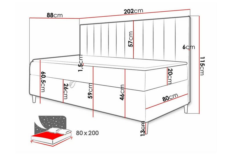 Boisdale Sängram 80x200 cm Blå/Vit - Möbler - Sovrum - Sängram & sängstomme