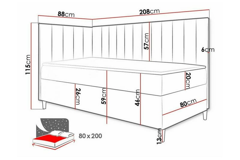 Boisdale Sängram 80x200 cm Blå/Vit - Möbler - Sovrum - Sängram & sängstomme