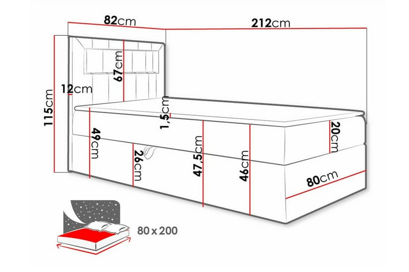 Boisdale Sängram 80x200 cm Blå/Vit - Möbler - Sovrum - Sängram & sängstomme