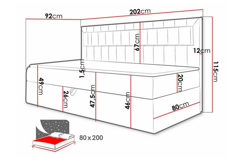 Boisdale Sängram 80x200 cm Blå/Vit - Möbler - Sovrum - Sängram & sängstomme