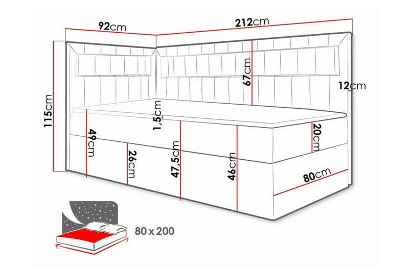 Boisdale Sängram 80x200 cm Blå/Vit - Möbler - Sovrum - Sängram & sängstomme